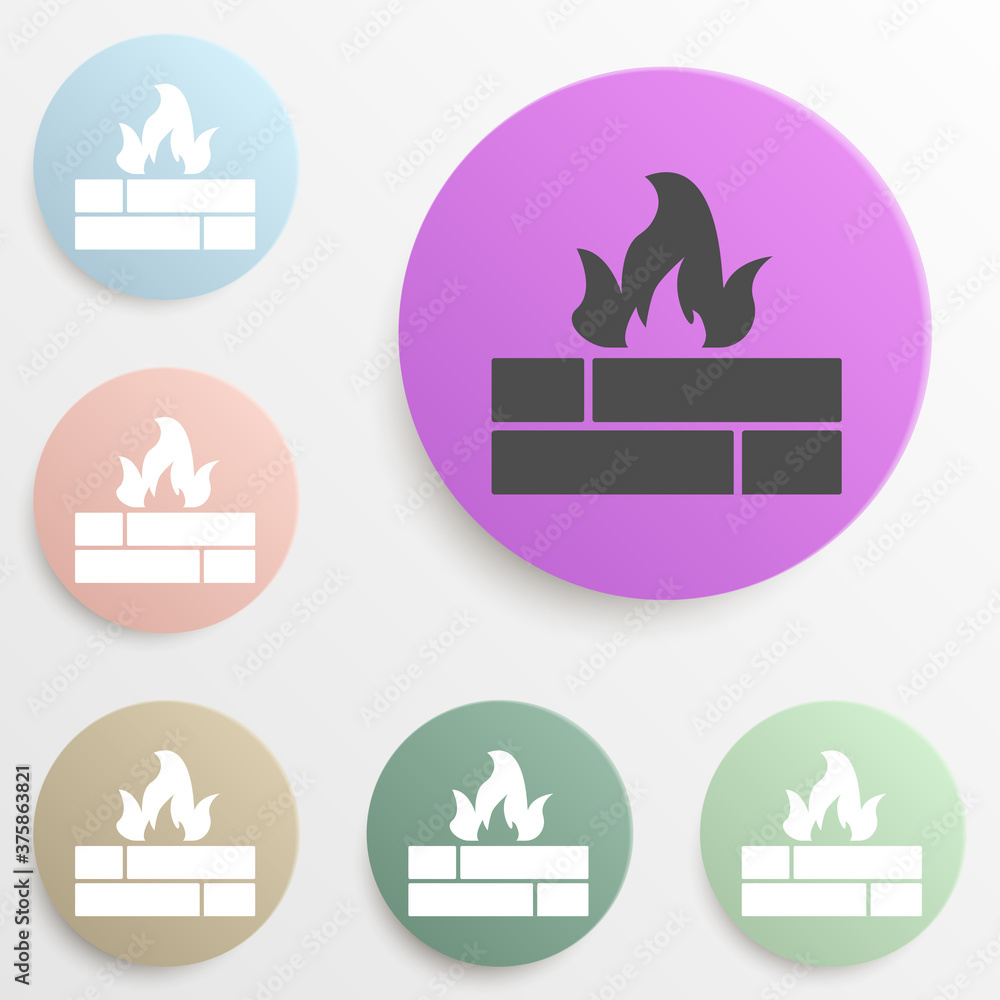 Poster fire sign badge color set. simple glyph, flat vector of web icons for ui and ux, website or mobile a