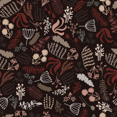 Naklejka premium Seamless vector pattern with abstract flower. Doodles are colorful flowers. Template for fabric, paper