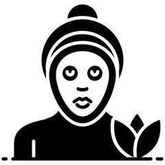 
Girl with flower denoting spa services icon
