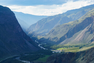 Mountain Altay, mountain landscapes, Chulyschman valley, Katun river, Chuya river, Katu-Yaryk