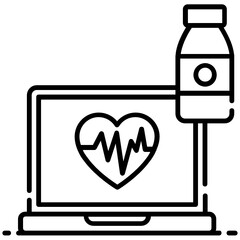 
Heart inside laptop with serum bottle, concept of healthcare service icon
