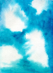 Abstract  blue watercolor hand drawn background. Perfect for printing on the fabric, design package and cover