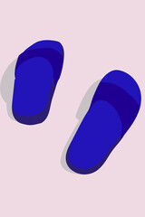 Ilustración de chanclas azul marino aisladas sobre fondo rosa claro