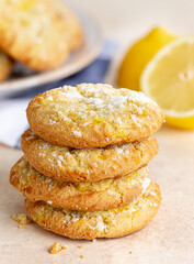 Stack of Lemon Crinkle Cookies