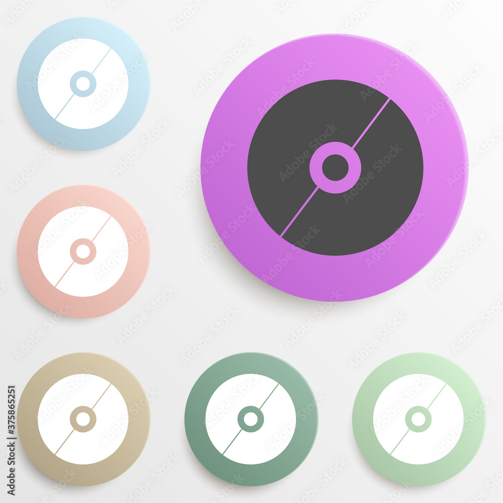 Poster cd disc badge color set. simple glyph, flat vector of web icons for ui and ux, website or mobile app