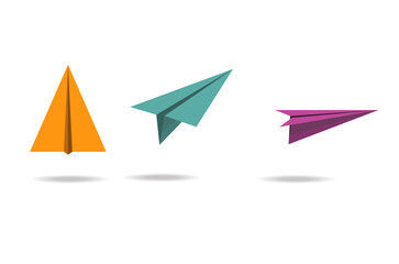 Set paper plane colorful ,use for icons,vector art and illustration.