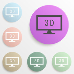monitor with 3d badge color set. Simple glyph, flat vector of web icons for ui and ux, website or mobile application
