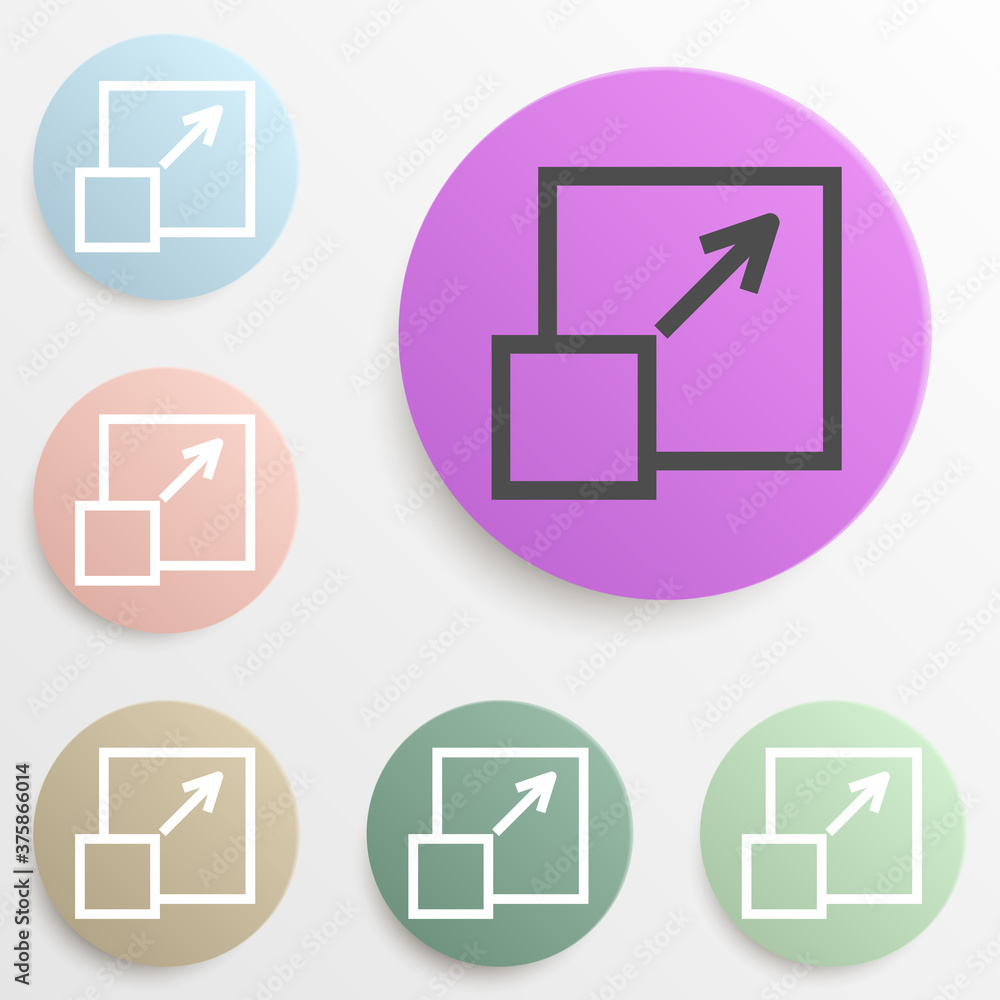 Poster zoom sign badge color set. simple glyph, flat vector of web icons for ui and ux, website or mobile a