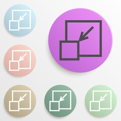 decrement badge color set. Simple glyph, flat vector of web icons for ui and ux, website or mobile application