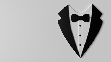 3d render tuxedo icon on white floor