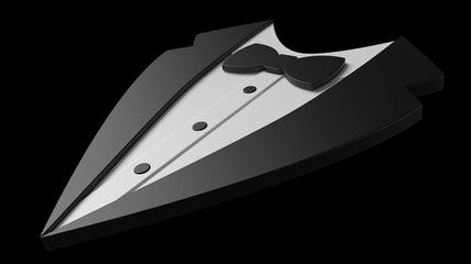 3d render tuxedo icon on black background