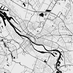 Urban city map of Bremen. Vector poster. Grayscale street map.