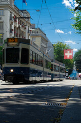 Tram on the Swiess street 