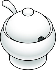 A white ceramic soup tureen with the lid on.