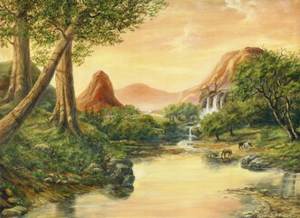 Sunset. Sergey Voevodin 2001. oil canvas painting