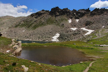 Fototapeta na wymiar Lovely lakes nestled in the Gran Paradiso National Park.