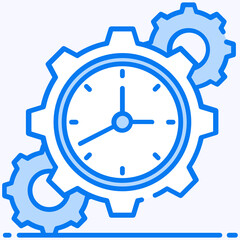 
Gears with clock, style of time management icon
