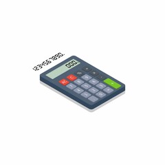 Calculator and Digital number right view Shadow icon vector isometric.