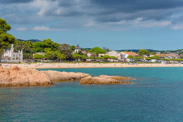 Cala Peix in thr Village of Sant Feliu de Guixols at Costa Brava in Catalonia,Mediterranean Sea,Spain