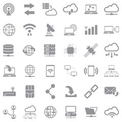 Connectivity Icons. Gray Flat Design. Vector Illustration.