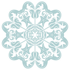 Elegant vintage round light blue vector ornament in classic style. Abstract traditional pattern with oriental elements. Classic vintage pattern