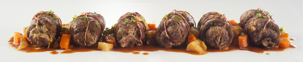 Panorama banner with tasty German beef roulades