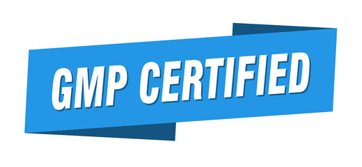 gmp certified banner template. ribbon label sign. sticker