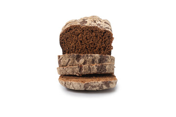 Brown bread isolated on white background.