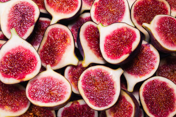 Tasty figs background. Top view.