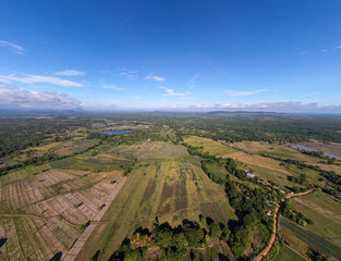 Ariel views of paddy fields and grass lands of North central Sri Lanka