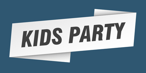 kids party banner template. ribbon label sign. sticker