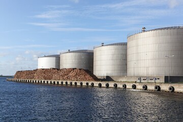 Harbor of Aalborg with tanks in Denmark © Ricochet64
