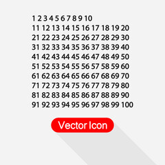 Set Of Numbers, Figures from 1 to 100 Icons Vector Illustration Eps 10