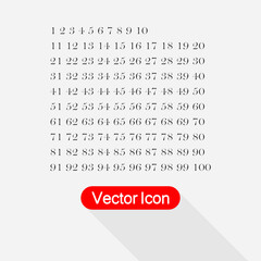 Set Of Numbers, Figures from 1 to 100 Icons Vector Illustration Eps 10