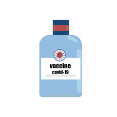 A jar of medicine. Covid-19 coronavirus vaccine. 2019 coronavirus vaccine.Vector illustration