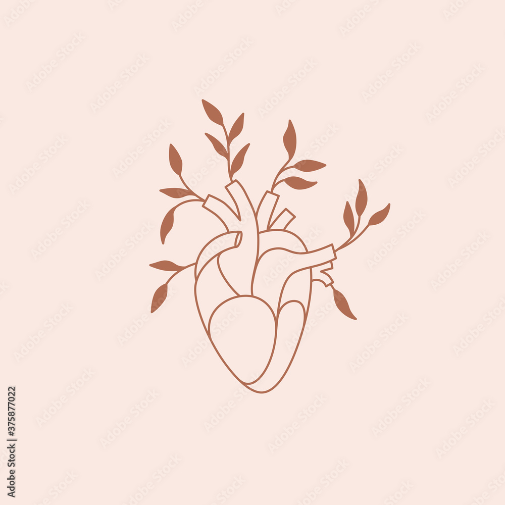 Poster vector abstract logo design template in simple linear style - love and friendship concept - tattoo a