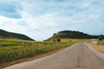 road and bus station in country