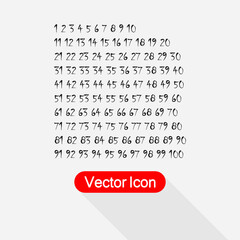 Set Of Numbers, Figures from 1 to 100 Icons Vector Illustration Eps 10