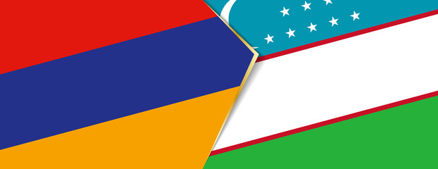 Armenia and Uzbekistan flags, two vector flags.