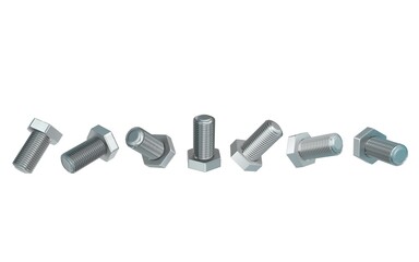 3D metal bolts on white backround