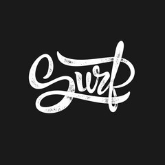 Surf hand-lettering, t-shirt typographic design. Vector illustration