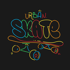 Skate board typography print, t-shirt graphics. vector Urban skateboarding tee. © rosovskyi