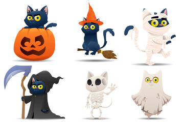 Collection of Halloween characters cats