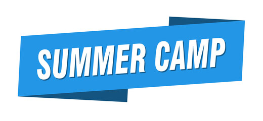 summer camp banner template. ribbon label sign. sticker