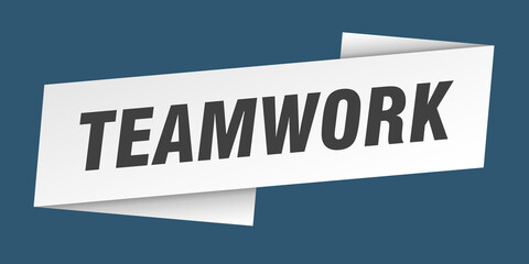 teamwork banner template. ribbon label sign. sticker