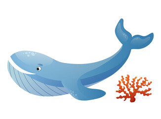 Cartoon ute whale, sea animal