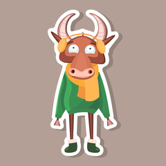 bull vector, symbol of the new year 2021. Illustration for printing, backgrounds, wallpapers, covers, packaging, greeting cards, posters, stickers, textile and seasonal design.