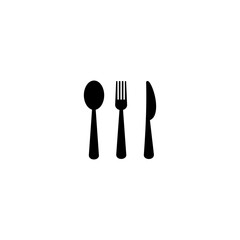 spoon, fork, knife & plate icon vector symbol of restaurant isolated illustration white background