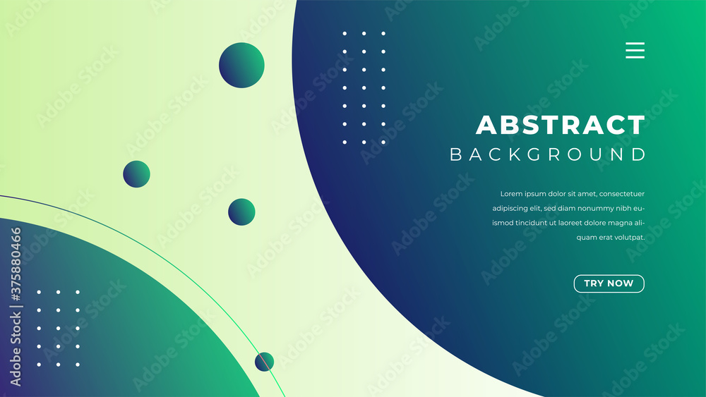 Poster abstract gradient with rounded shape in green and blue color. minimalist landing page background des