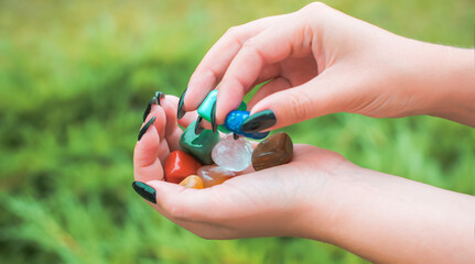 Chakra stones natural stones representing human chakras esoteric concept 